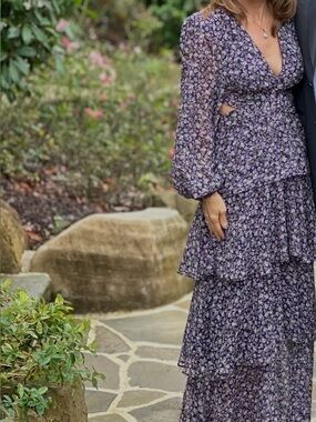 Astr Floral Maxi Dress - Purple and White